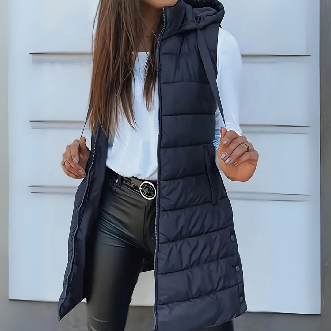 Mitchelle™ Chaleco Puffer Casual Largo Sin Mangas