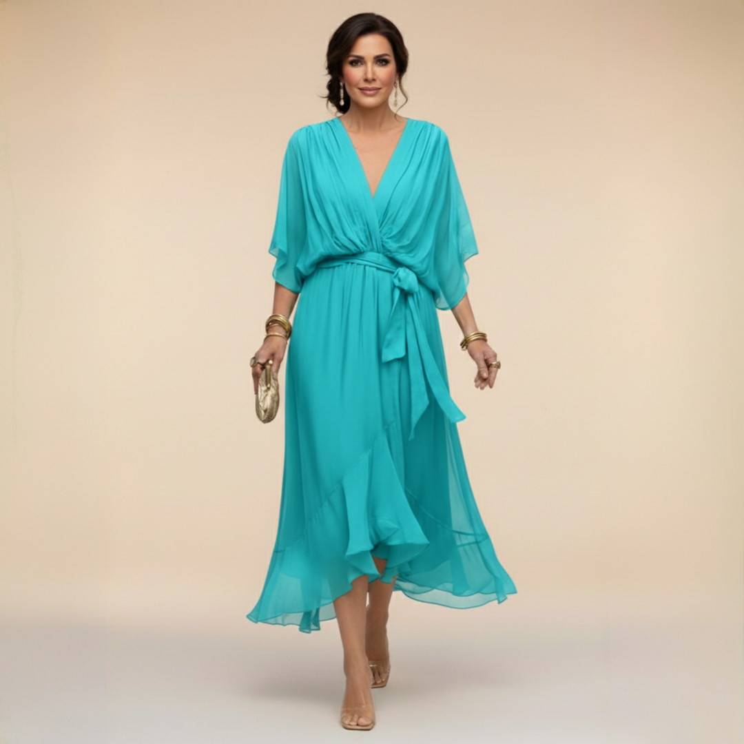 Mónica | Vestido de chiffon con escote en V