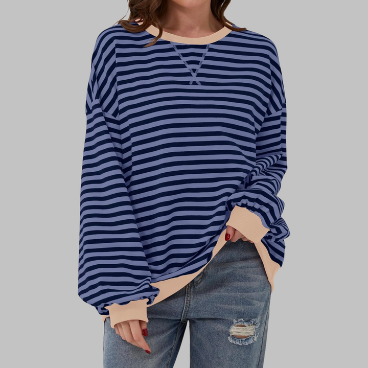 LUKA™ - Camisa de Rayas Casual de Manga Larga con Cuello Redondo