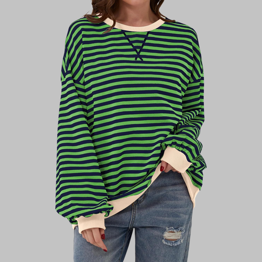 LUKA™ - Camisa de Rayas Casual de Manga Larga con Cuello Redondo