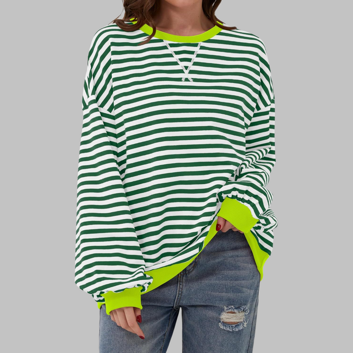 LUKA™ - Camisa de Rayas Casual de Manga Larga con Cuello Redondo