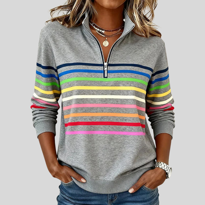 Prismeta™ | Sudadera de Cuarto Cierre a Rayas Multicolor