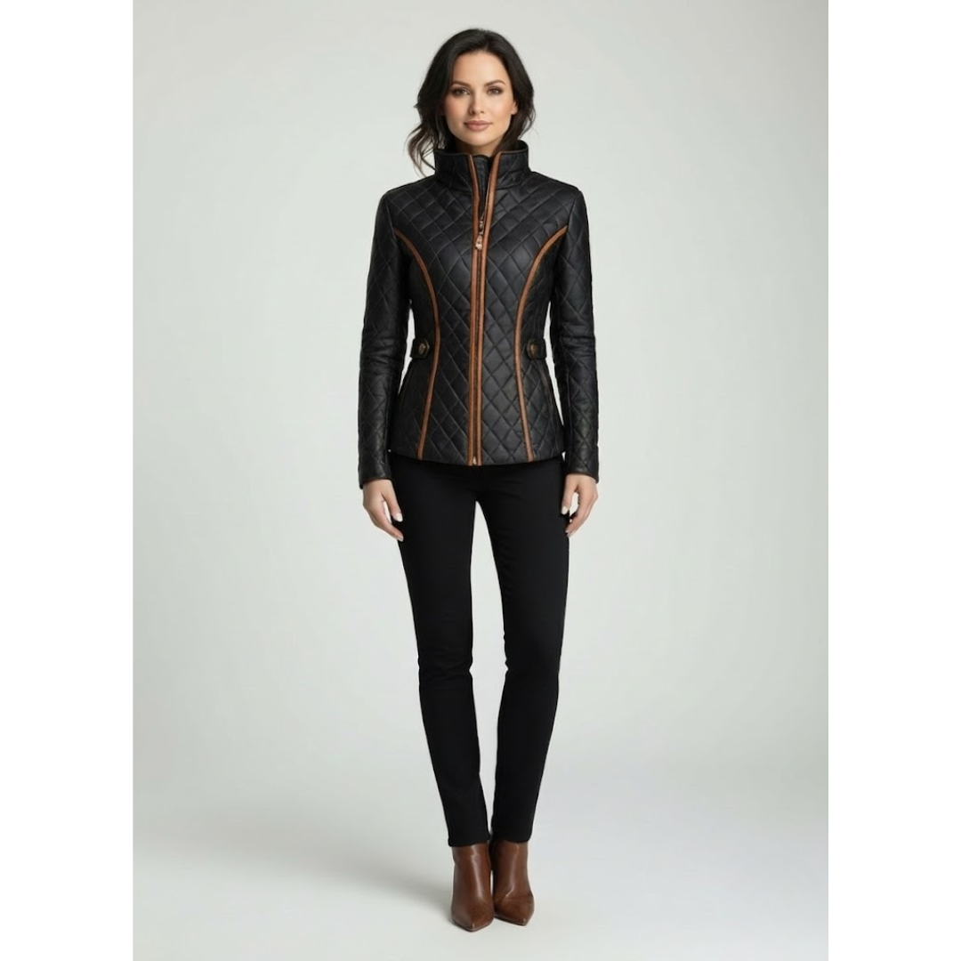 Leatrice™ Chaqueta Forrada con Diseño de Diamante