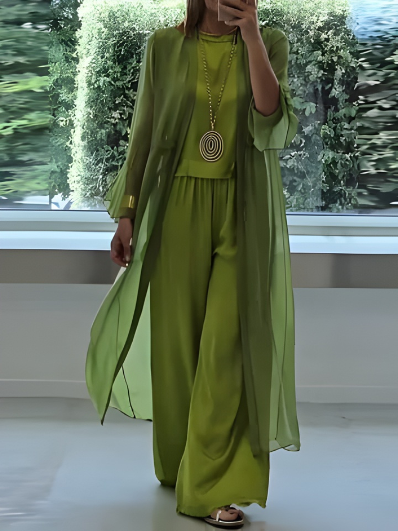 Faelina™ — Conjunto elegante de tres piezas fluido