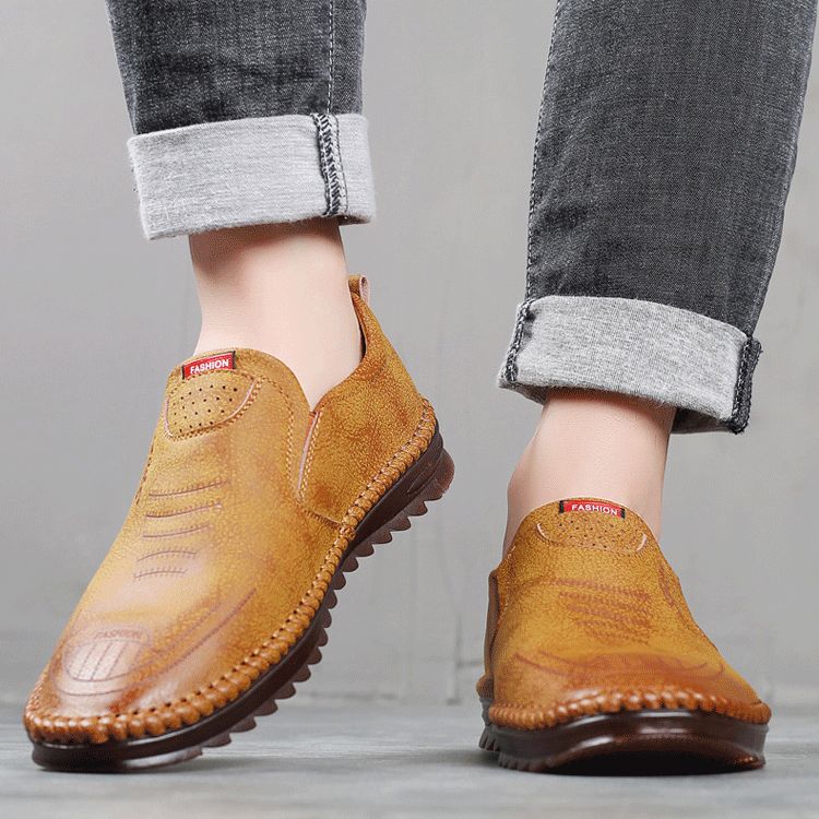 Zapatillas de cuero antideslizantes transpirables para hombre