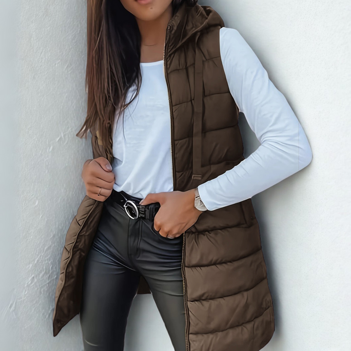 Mitchelle™ Chaleco Puffer Casual Largo Sin Mangas