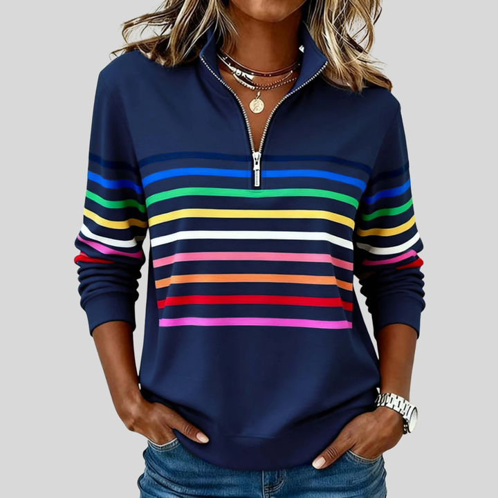 Prismeta™ | Sudadera de Cuarto Cierre a Rayas Multicolor