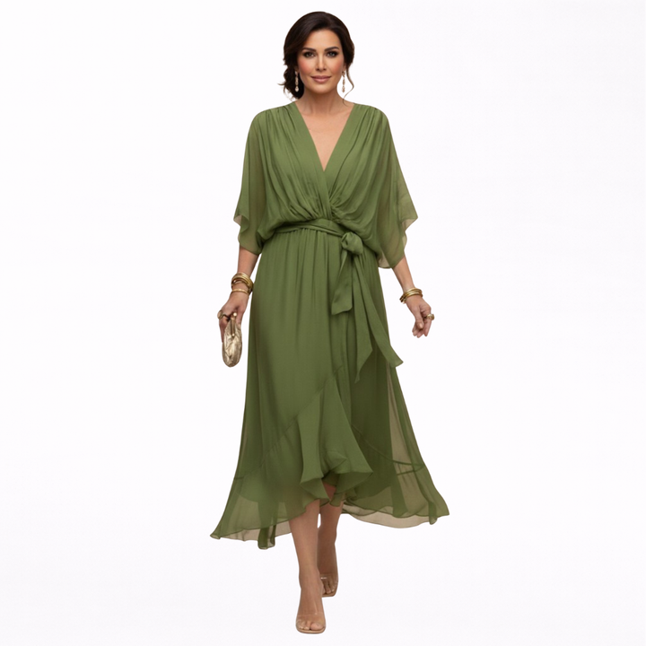 Mónica | Vestido de chiffon con escote en V