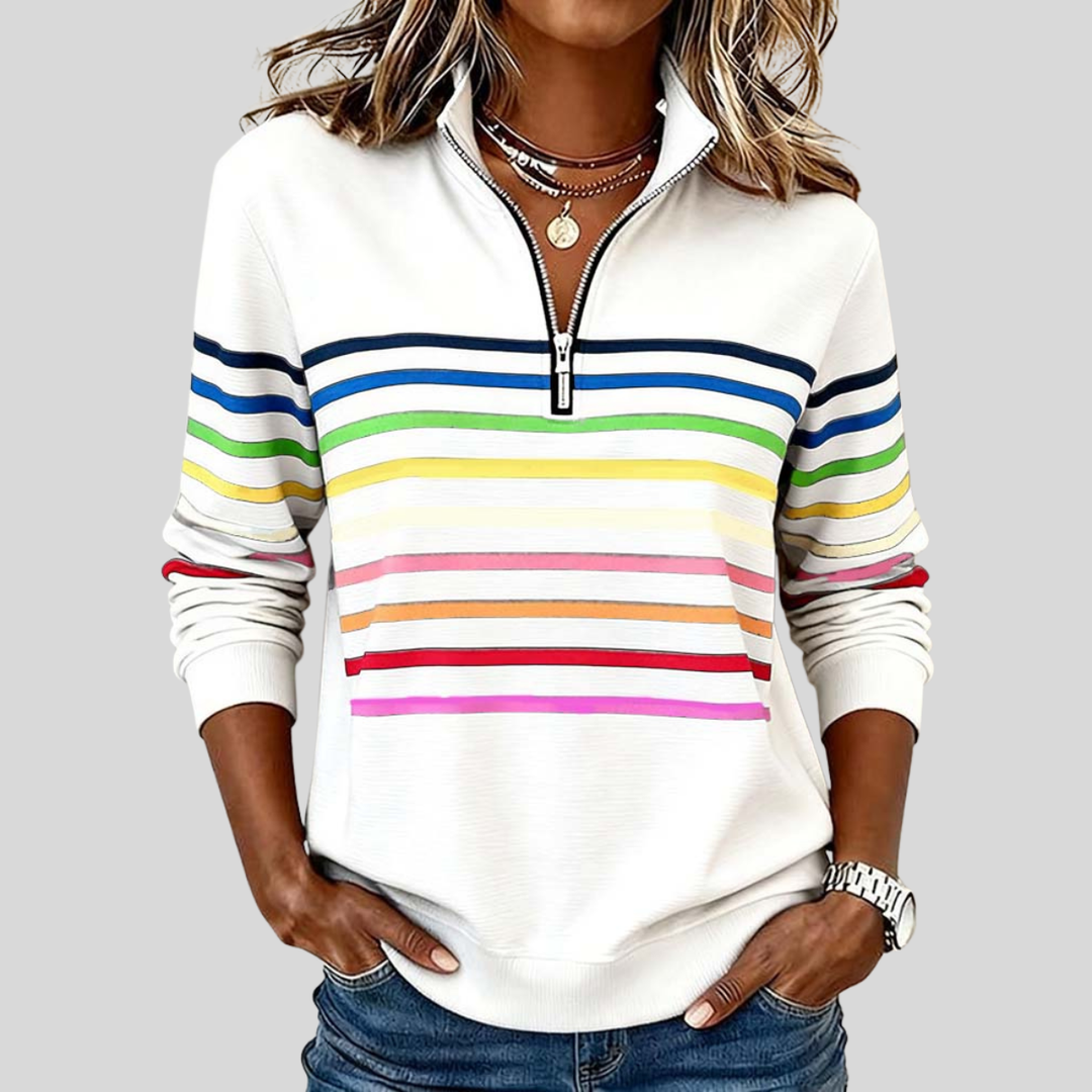 Prismeta™ | Sudadera de Cuarto Cierre a Rayas Multicolor