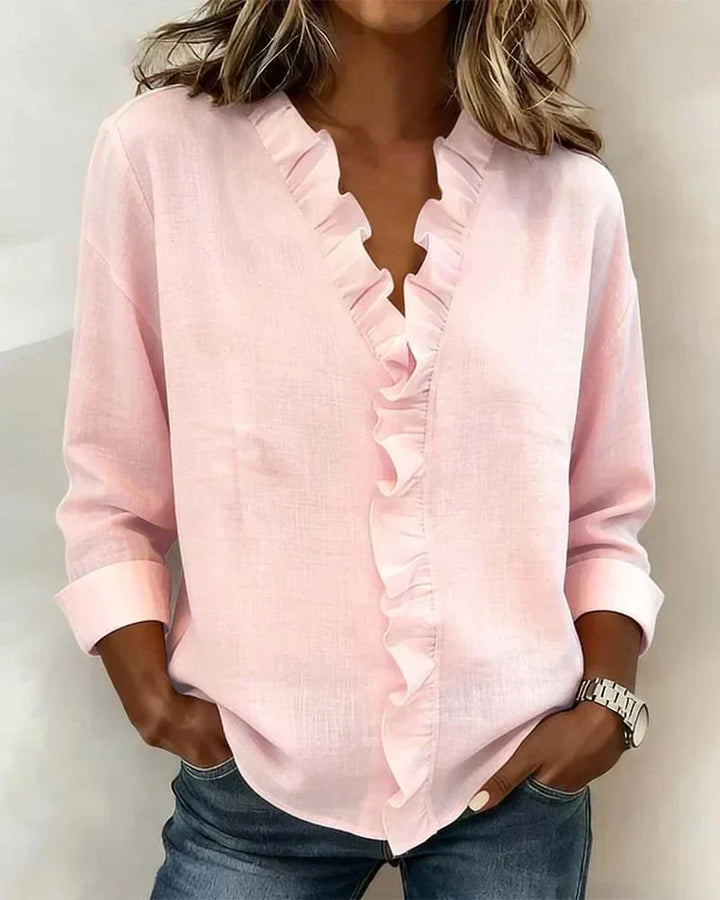 Claire™ | Blouse à encolure en V et volants délicats