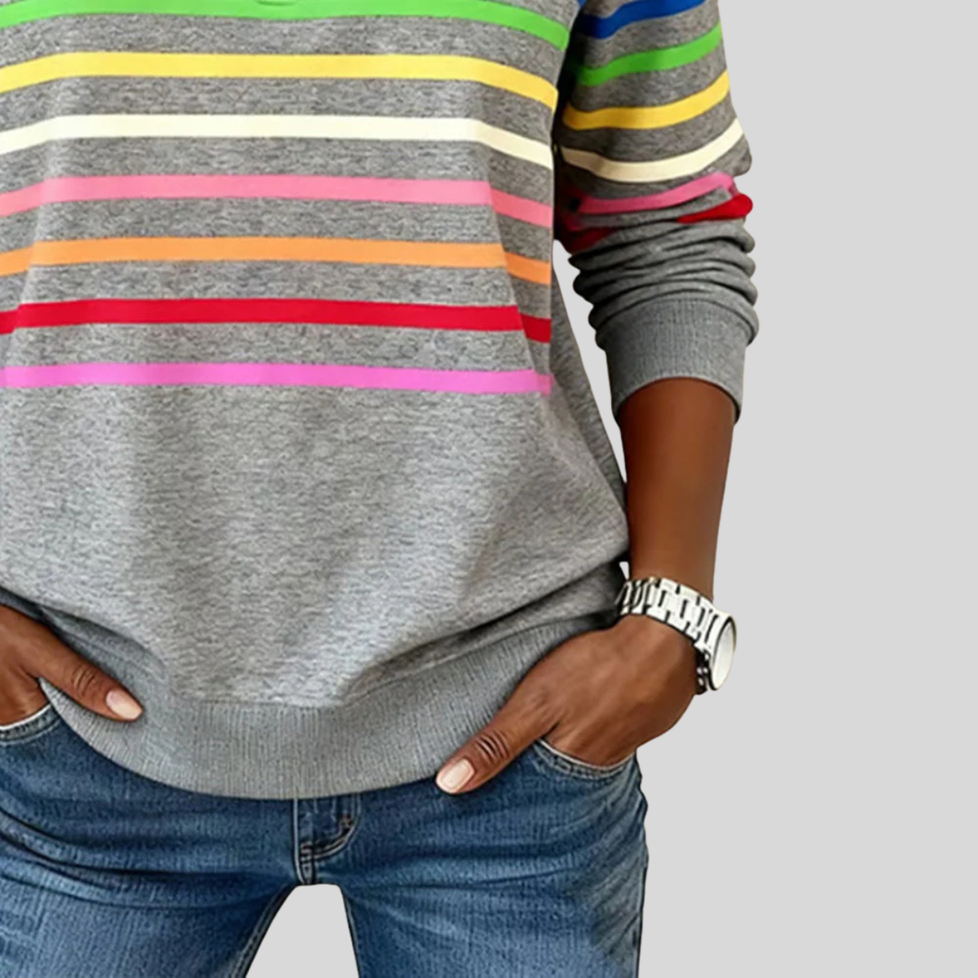 Prismeta™ | Sudadera de Cuarto Cierre a Rayas Multicolor