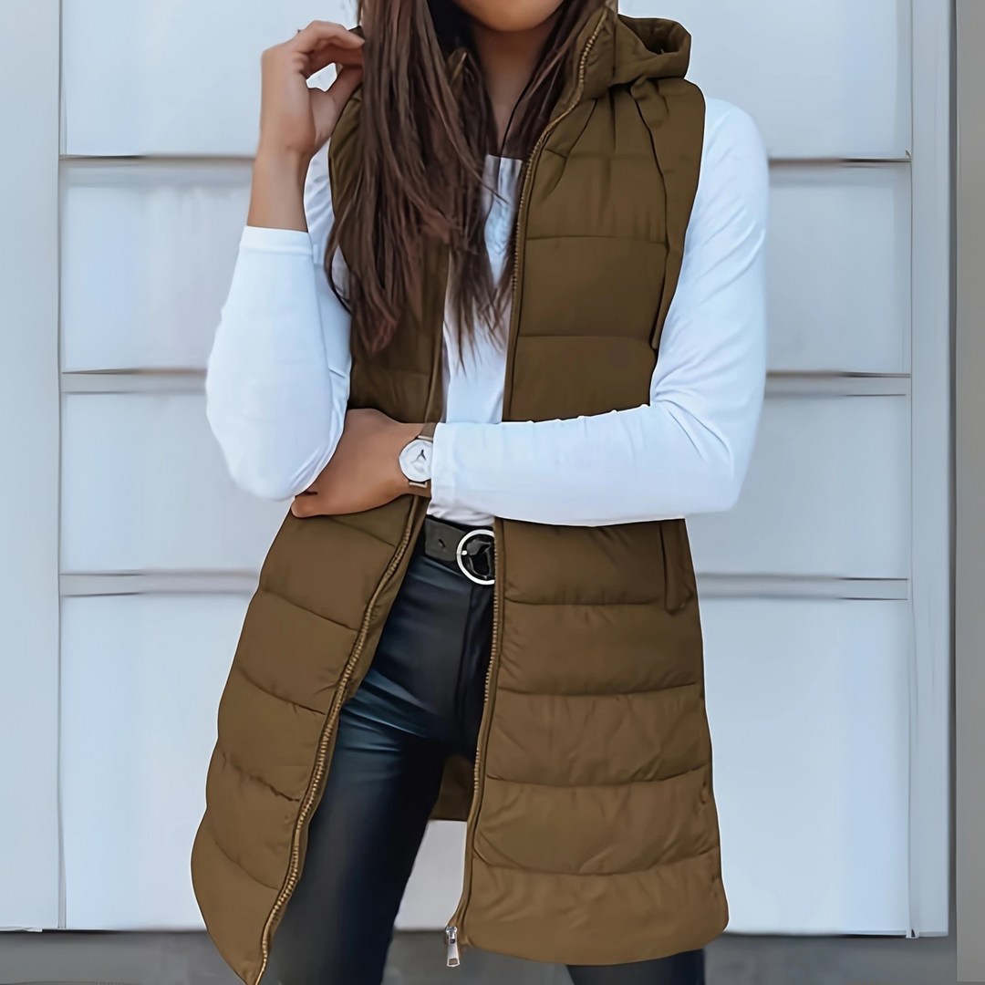 Mitchelle™ Chaleco Puffer Casual Largo Sin Mangas