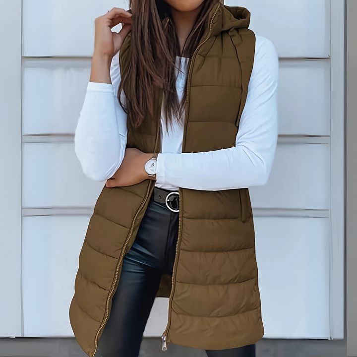 Mitchelle™ Chaleco Puffer Casual Largo Sin Mangas