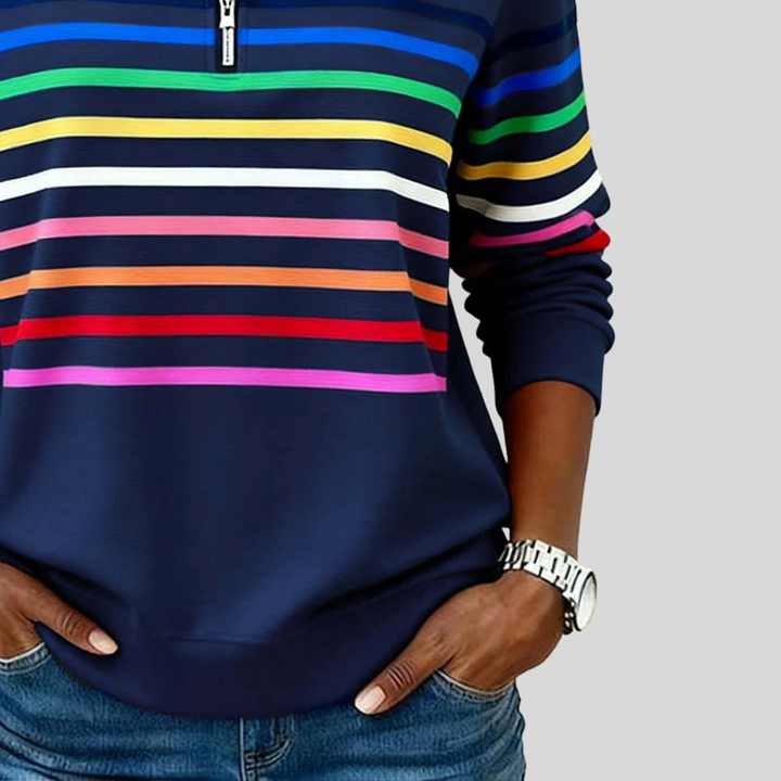 Prismeta™ | Sudadera de Cuarto Cierre a Rayas Multicolor