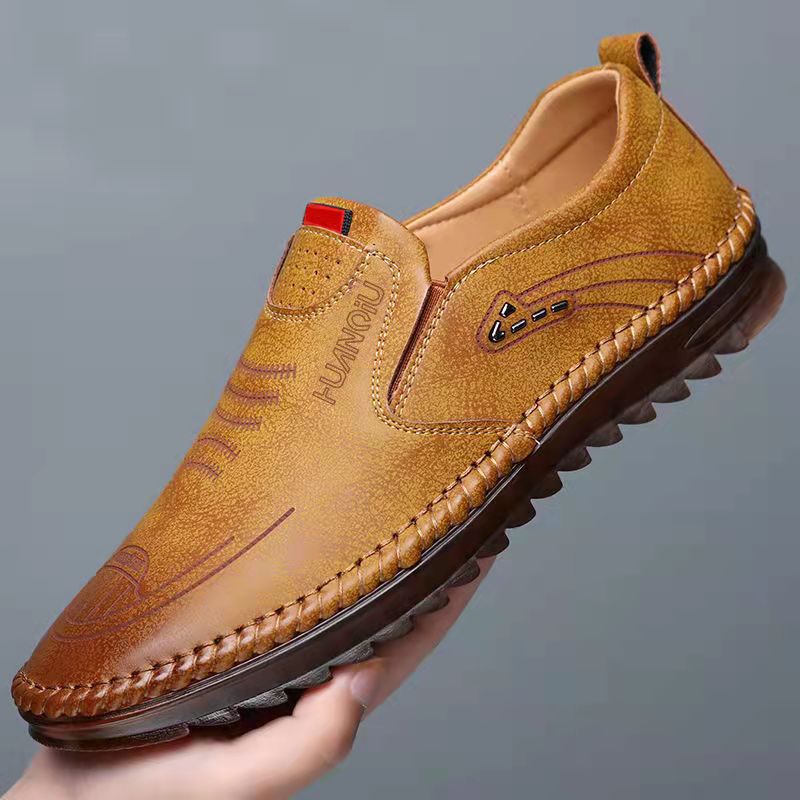 Zapatillas de cuero antideslizantes transpirables para hombre