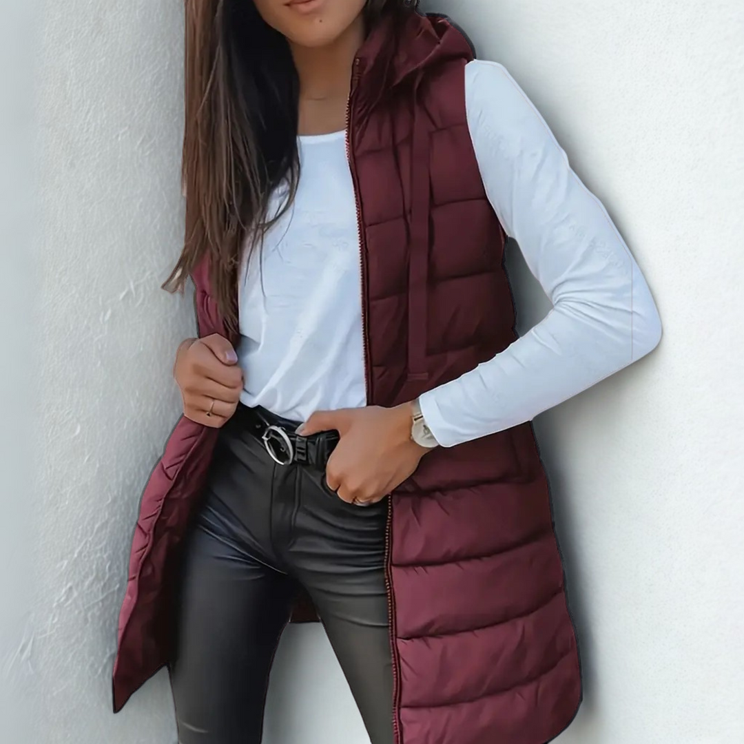 Mitchelle™ Chaleco Puffer Casual Largo Sin Mangas