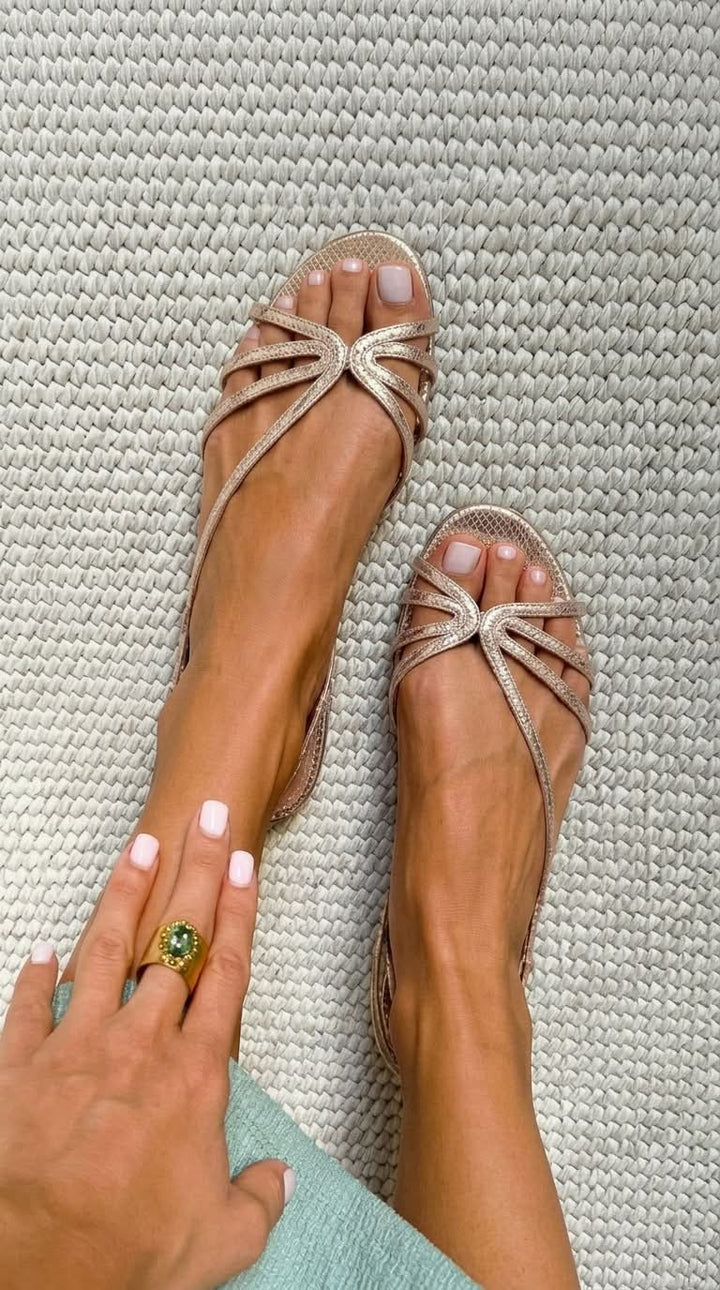 Sandra - Sandalias Elegancia Dorada de Verano