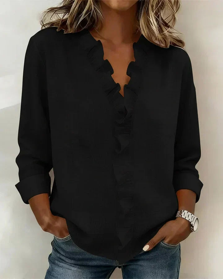 Claire™ | Blouse à encolure en V et volants délicats