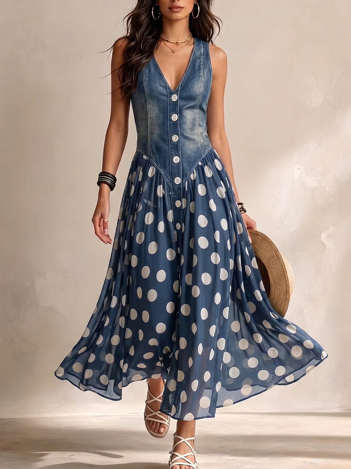 Bianca | Vestido Midi de Chiffon con Lunares