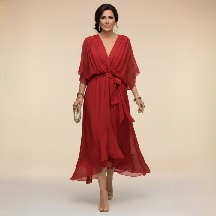 Mónica | Vestido de chiffon con escote en V