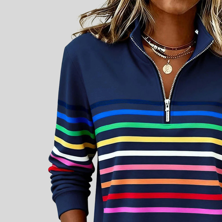 Prismeta™ | Sudadera de Cuarto Cierre a Rayas Multicolor