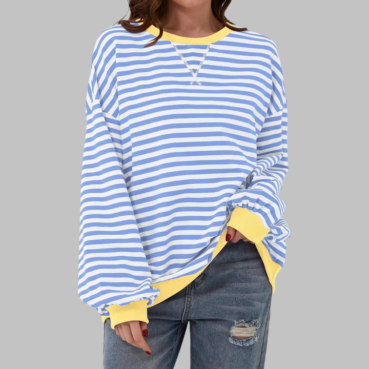 LUKA™ - Camisa de Rayas Casual de Manga Larga con Cuello Redondo