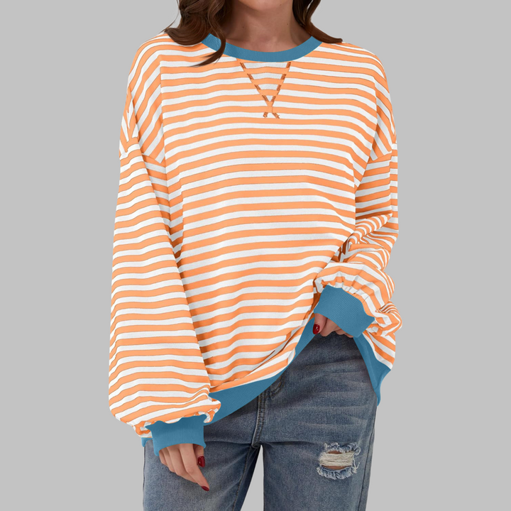 LUKA™ - Camisa de Rayas Casual de Manga Larga con Cuello Redondo