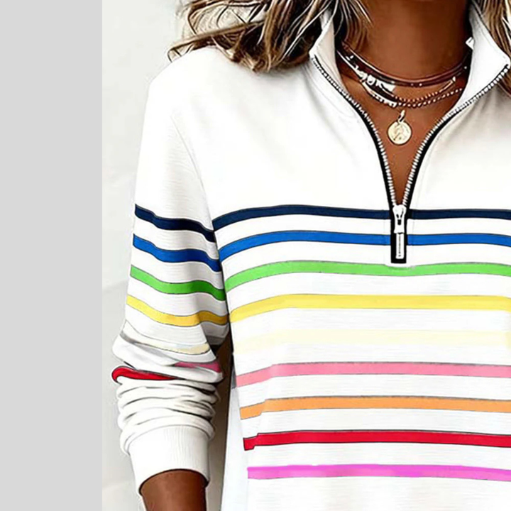 Prismeta™ | Sudadera de Cuarto Cierre a Rayas Multicolor