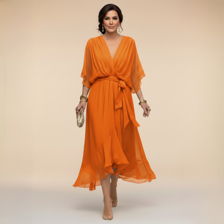 Mónica | Vestido de chiffon con escote en V