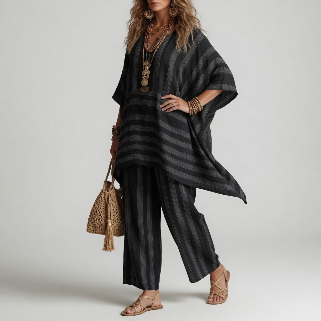 Galatea™ — Conjunto a rayas bohemio de libertad mediterránea