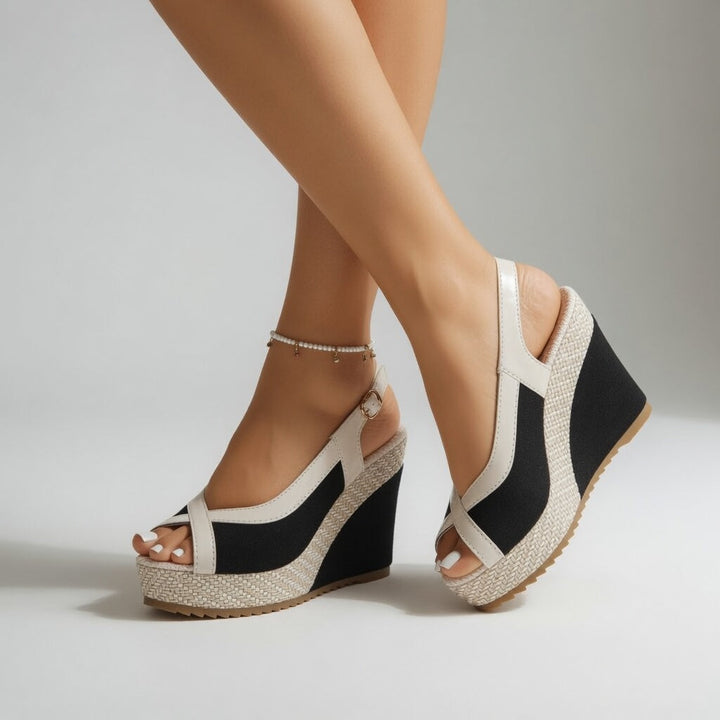 Ondeline™ — Sandalia de cuña bicolor espíritu veraniego