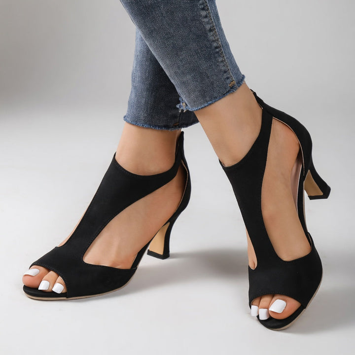 Damiana™ – Sandalia de tacón de ante, elegancia de noche
