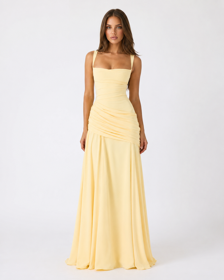 ELLA | Vestido maxi con escote cuadrado fruncido