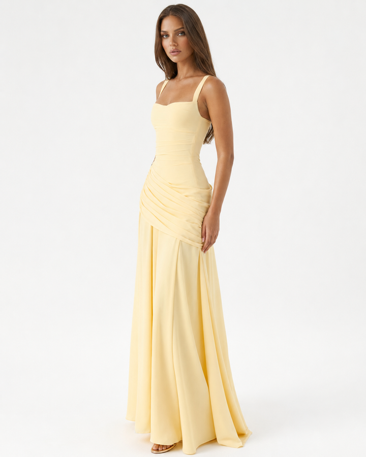 ELLA | Vestido maxi con escote cuadrado fruncido