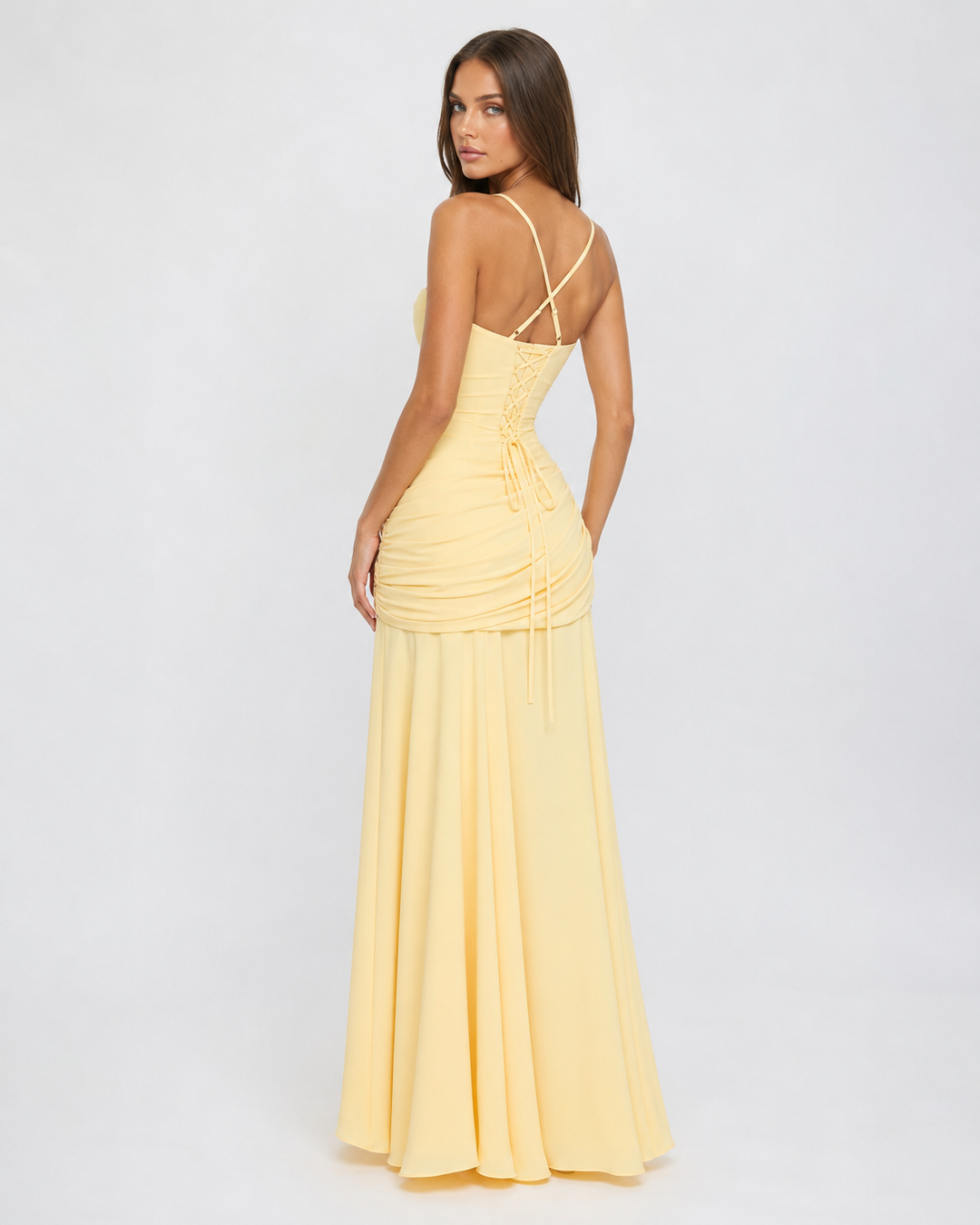 ELLA | Vestido maxi con escote cuadrado fruncido