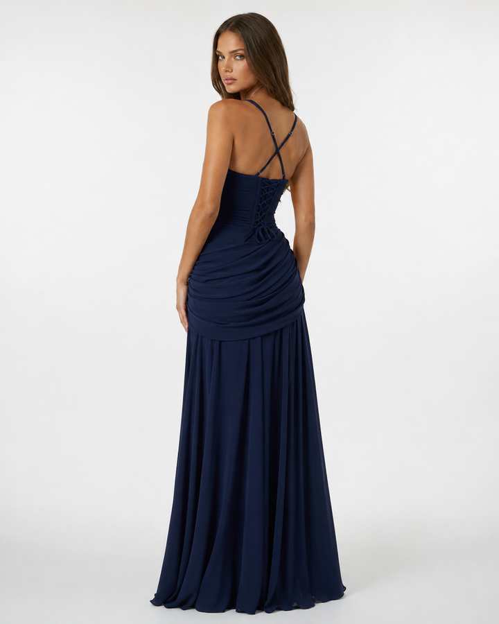 ELLA | Vestido maxi con escote cuadrado fruncido