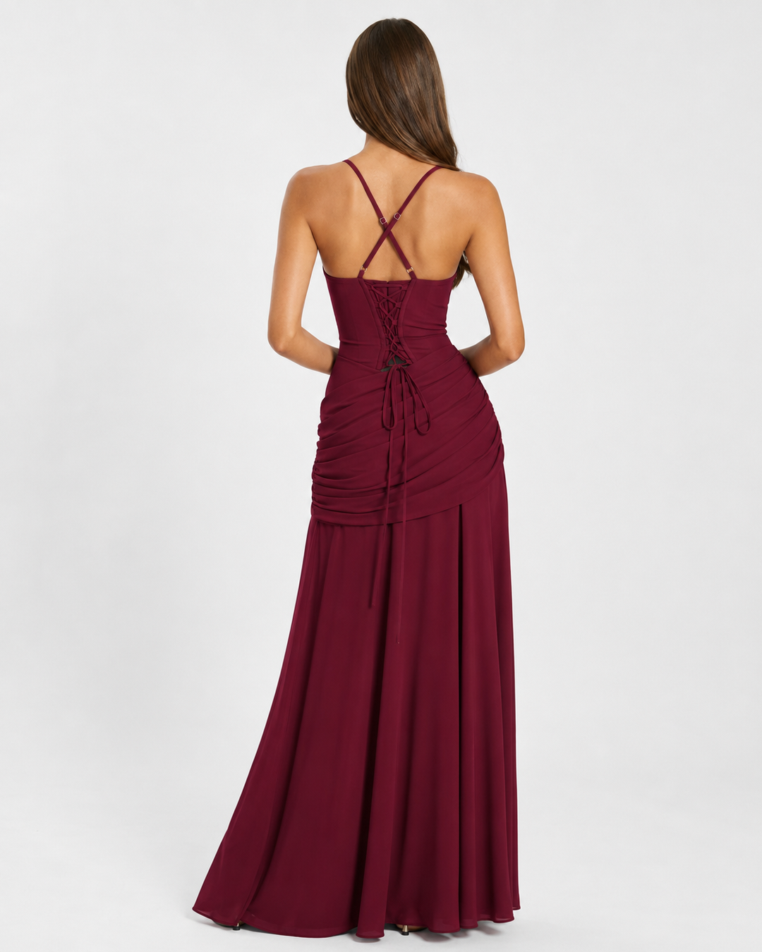 ELLA | Vestido maxi con escote cuadrado fruncido