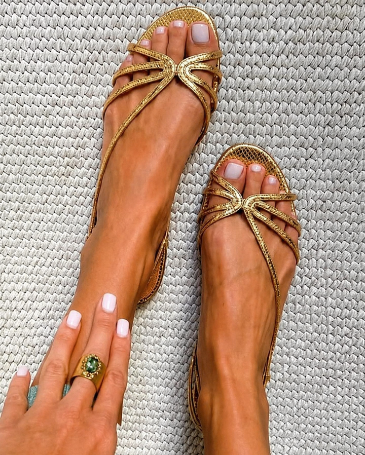 Sandra - Sandalias Elegancia Dorada de Verano