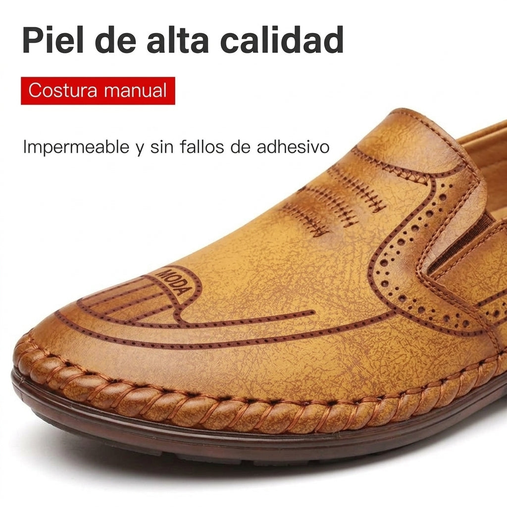 Zapatillas de cuero antideslizantes transpirables para hombre
