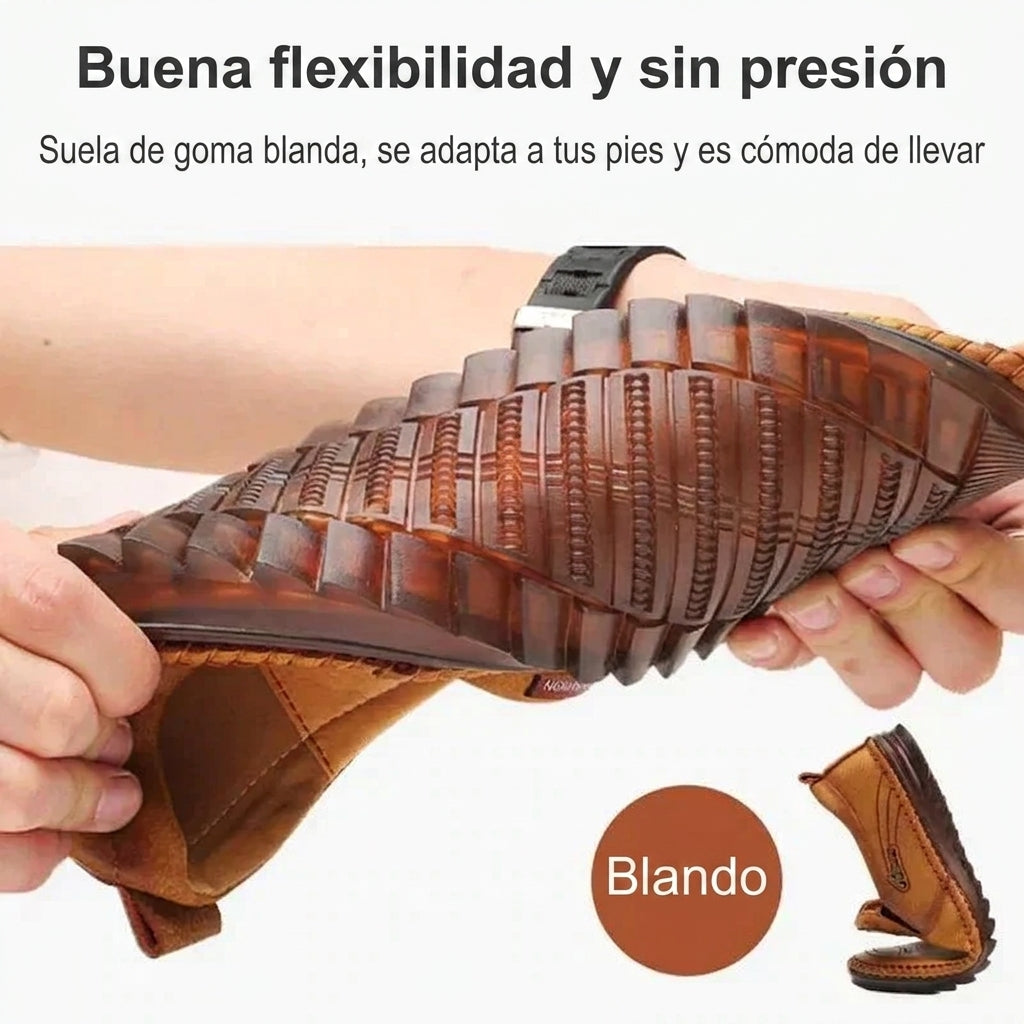 Zapatillas de cuero antideslizantes transpirables para hombre