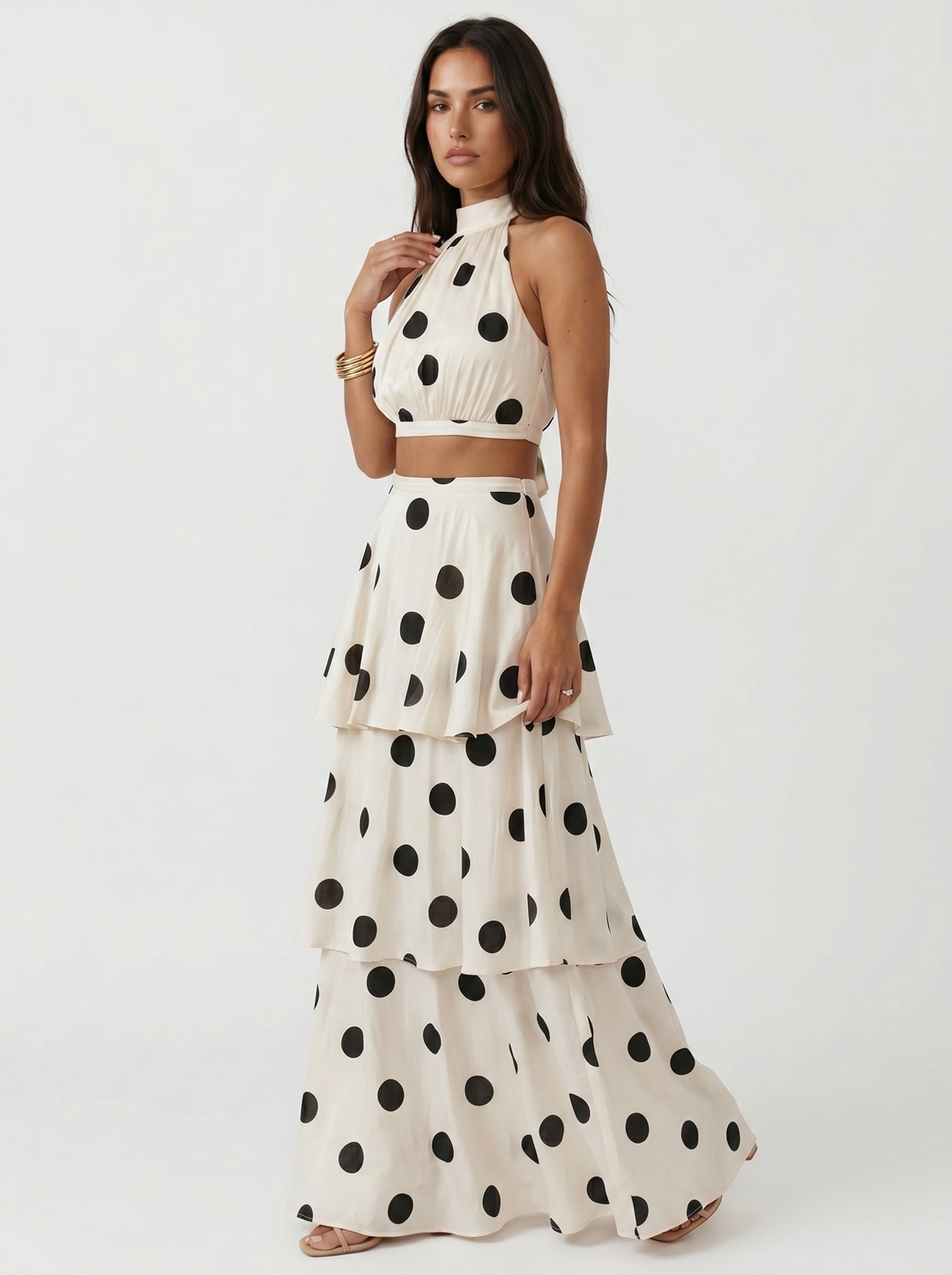 Sara | Conjunto de Top y Falda Larga de Lunares
