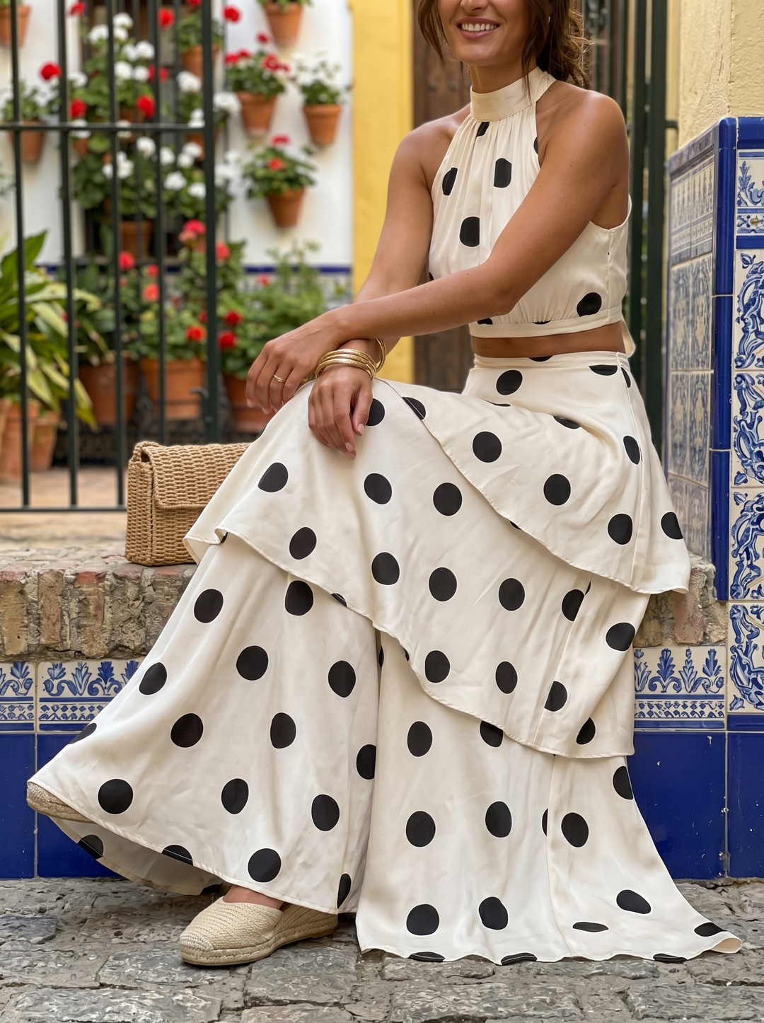 Sara | Conjunto de Top y Falda Larga de Lunares