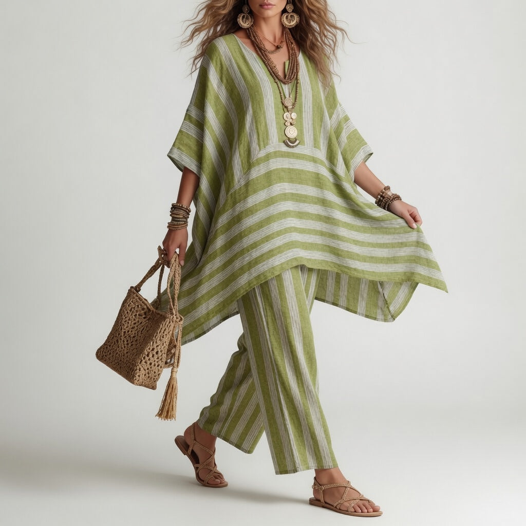 Galatea™ — Conjunto a rayas bohemio de libertad mediterránea