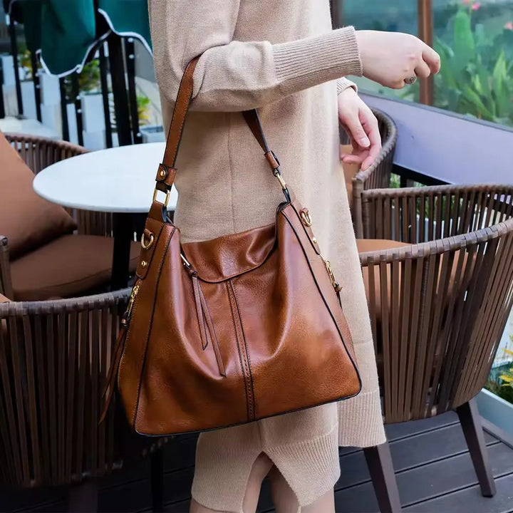 Bolso Hobo de Cuero de Lujo Antirrobo + Cartera Monedero GRATIS