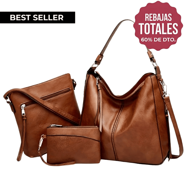 Set de 3 Bolsos Hobo de Piel de Lujo