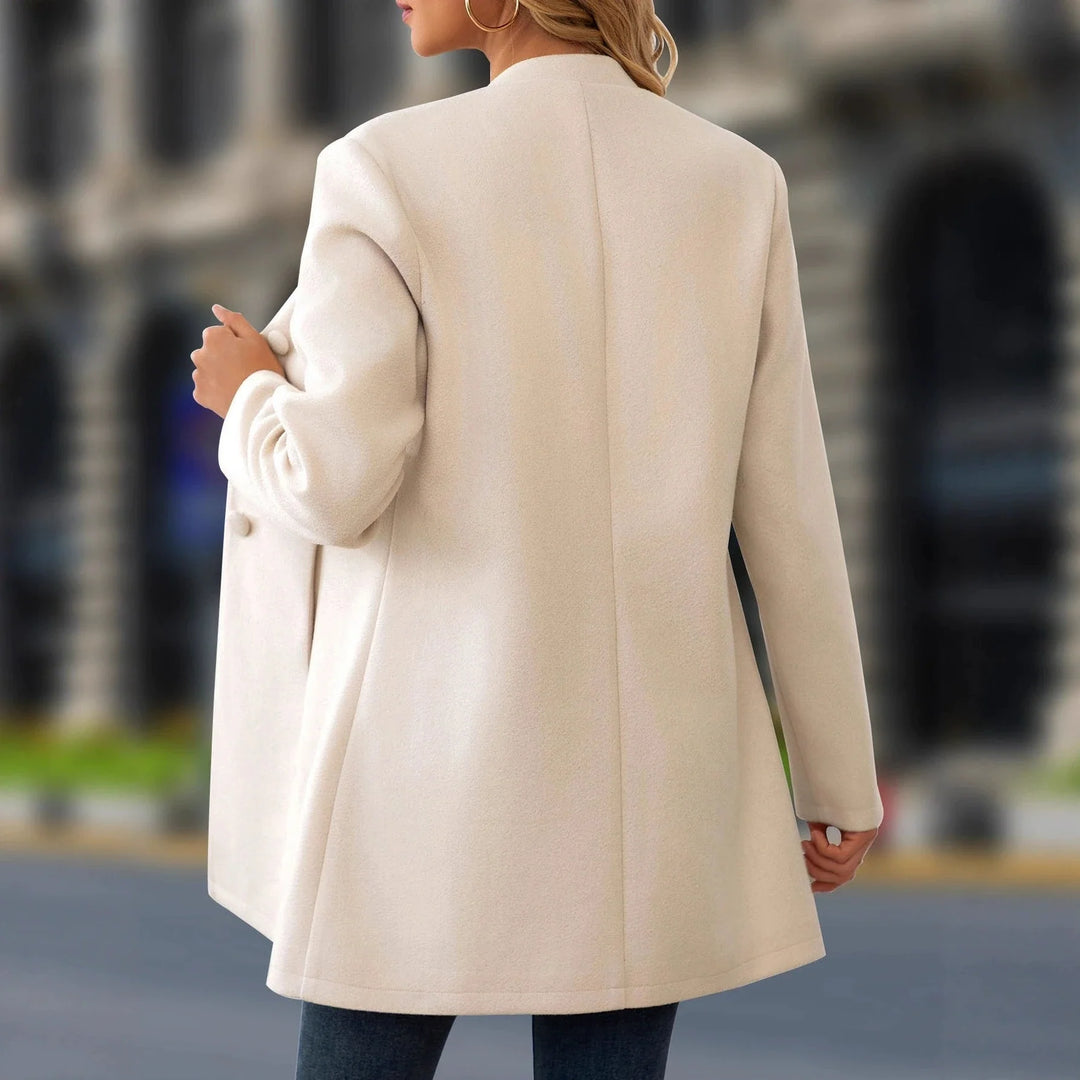 Vivienne | Abrigo Largo con Cuello Alto Efecto Tweed