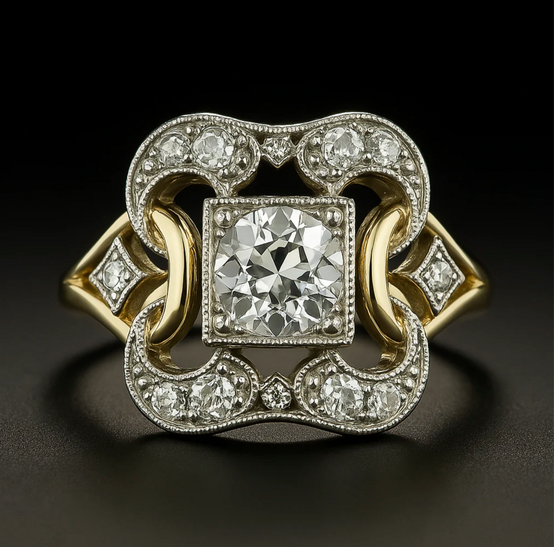 Anillo Clásico de Oro con Zirconia Vintage