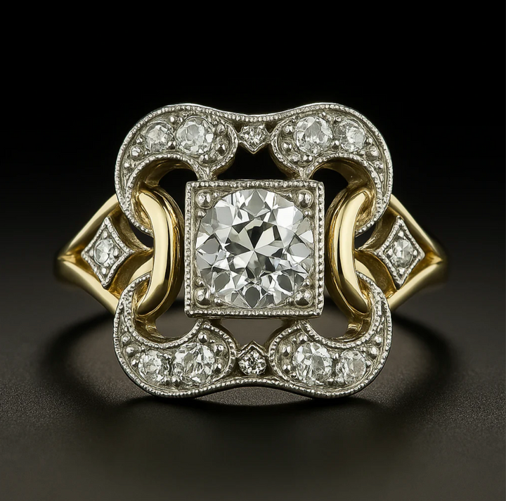 Anillo Clásico de Oro con Zirconia Vintage