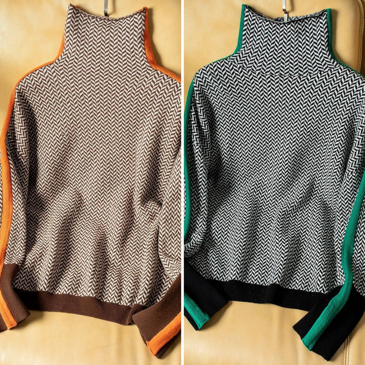 Elena™ | Jersey Estiloso con Estampado de Cuello Alto