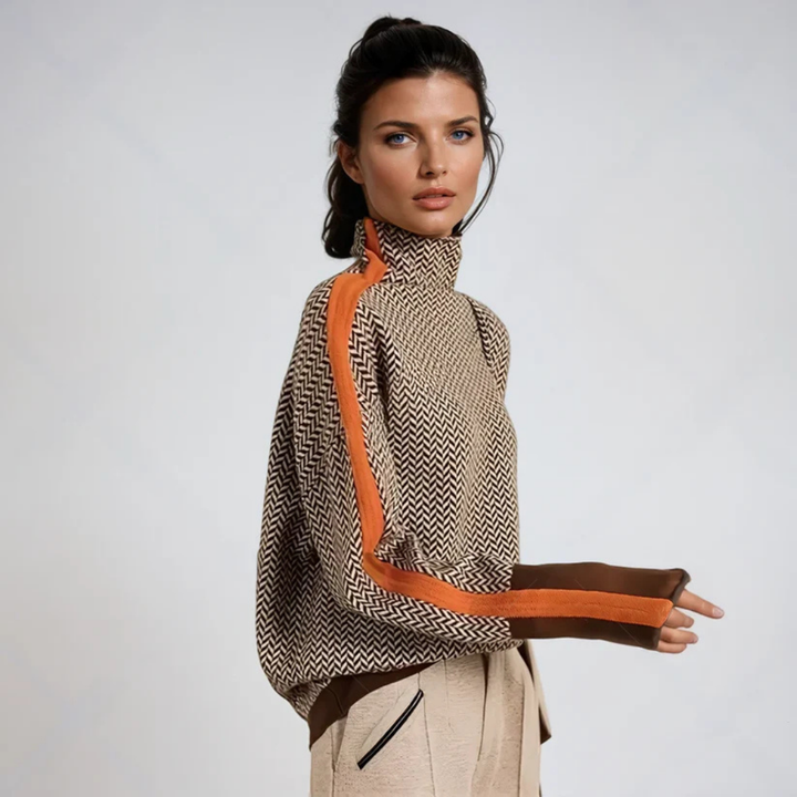 Elena™ | Jersey Estiloso con Estampado de Cuello Alto